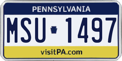 PA license plate MSU1497
