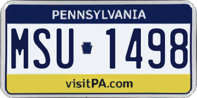 PA license plate MSU1498