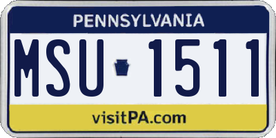 PA license plate MSU1511