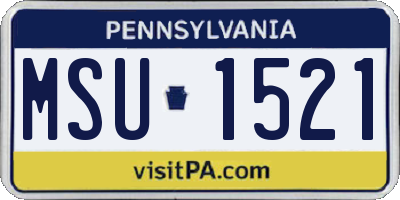 PA license plate MSU1521