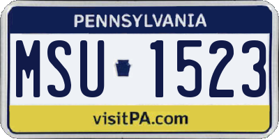 PA license plate MSU1523