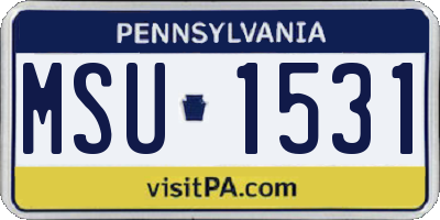 PA license plate MSU1531