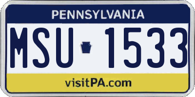 PA license plate MSU1533
