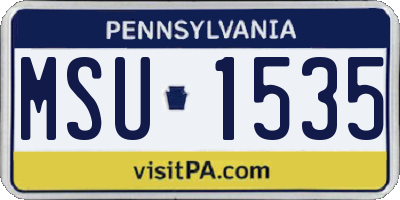 PA license plate MSU1535