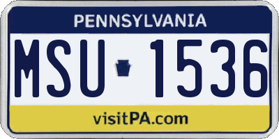 PA license plate MSU1536