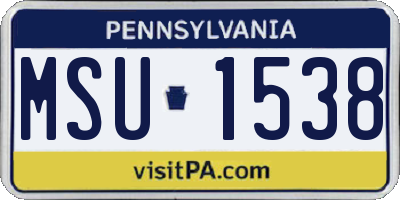 PA license plate MSU1538