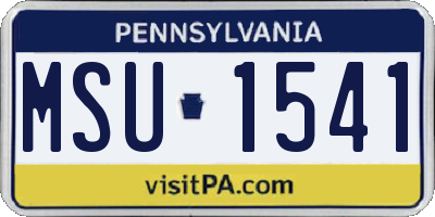PA license plate MSU1541