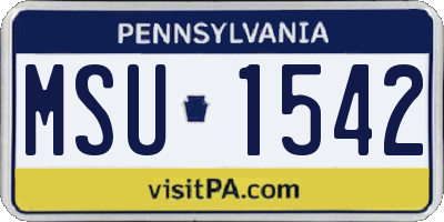 PA license plate MSU1542
