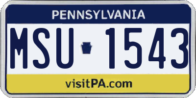 PA license plate MSU1543