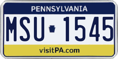 PA license plate MSU1545