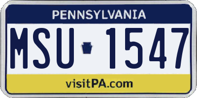 PA license plate MSU1547