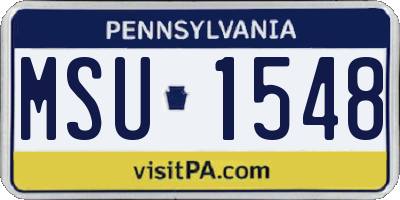 PA license plate MSU1548
