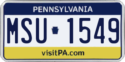 PA license plate MSU1549