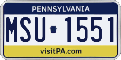 PA license plate MSU1551