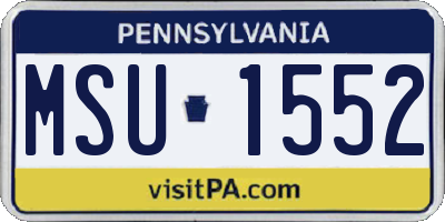PA license plate MSU1552