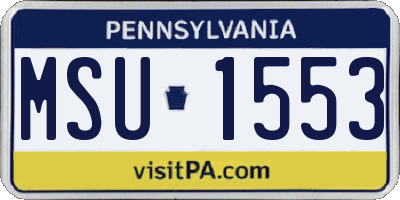 PA license plate MSU1553