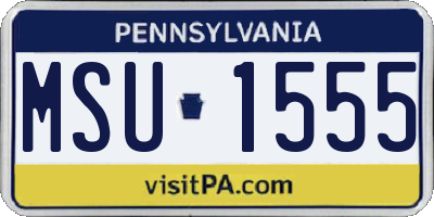 PA license plate MSU1555