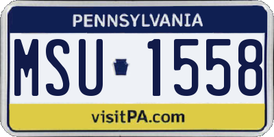 PA license plate MSU1558