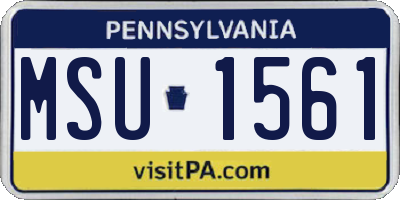 PA license plate MSU1561