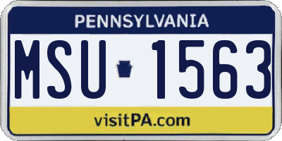 PA license plate MSU1563
