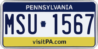 PA license plate MSU1567