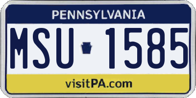PA license plate MSU1585