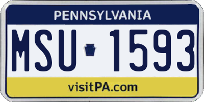 PA license plate MSU1593