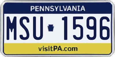 PA license plate MSU1596