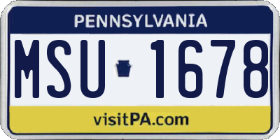 PA license plate MSU1678