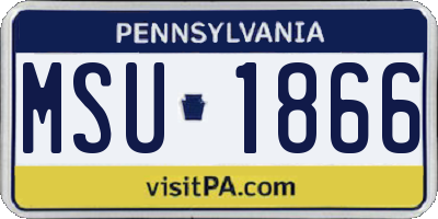 PA license plate MSU1866