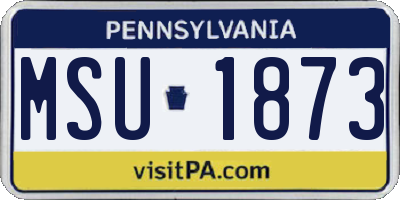 PA license plate MSU1873
