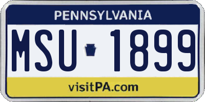 PA license plate MSU1899