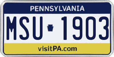 PA license plate MSU1903