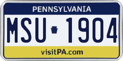 PA license plate MSU1904