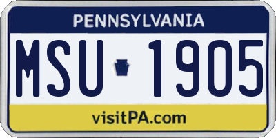 PA license plate MSU1905