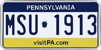 PA license plate MSU1913