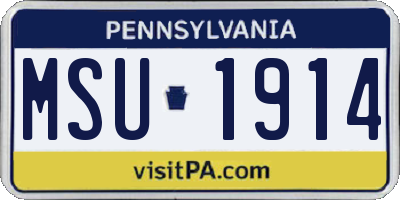 PA license plate MSU1914
