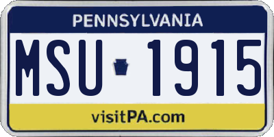 PA license plate MSU1915
