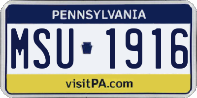 PA license plate MSU1916
