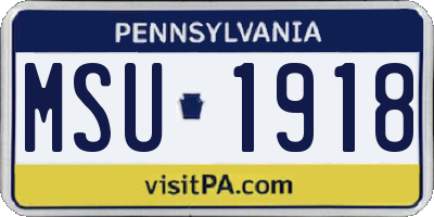 PA license plate MSU1918
