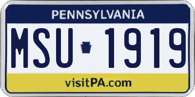 PA license plate MSU1919