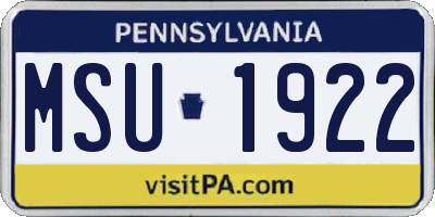 PA license plate MSU1922
