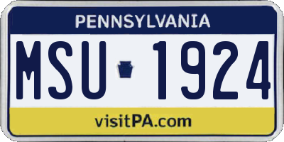 PA license plate MSU1924