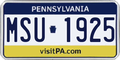 PA license plate MSU1925