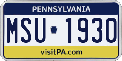 PA license plate MSU1930