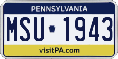 PA license plate MSU1943