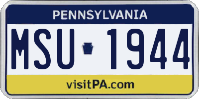 PA license plate MSU1944