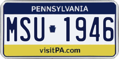 PA license plate MSU1946