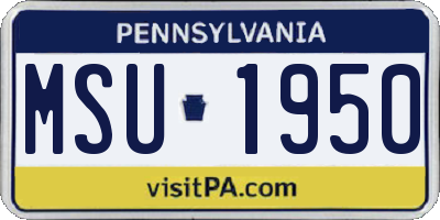 PA license plate MSU1950