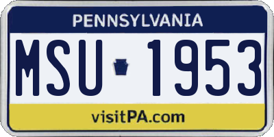 PA license plate MSU1953